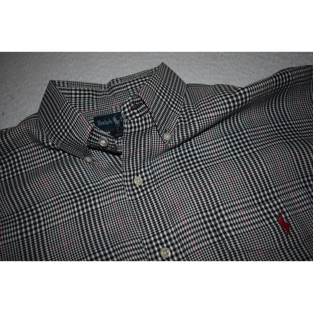 Vintage Polo Ralph Lauren Dress Shirt Men Size Large Glen Prince of Whales Check - Picture 6 of 9